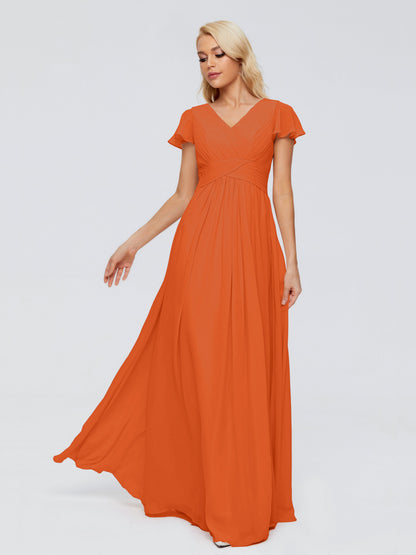 Charlie A-line V Neck Chiffon Bridesmaid Dresses