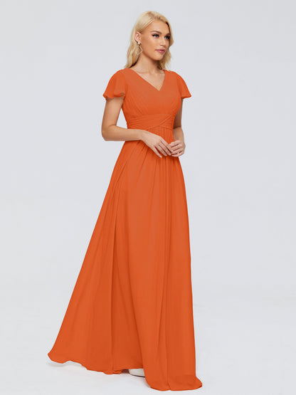 Charlie A-line V Neck Chiffon Bridesmaid Dresses