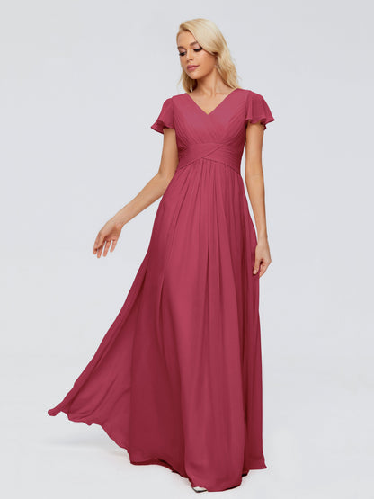 Charlie A-line V Neck Chiffon Bridesmaid Dresses