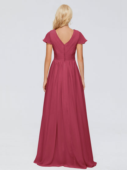 Charlie A-line V Neck Chiffon Bridesmaid Dresses