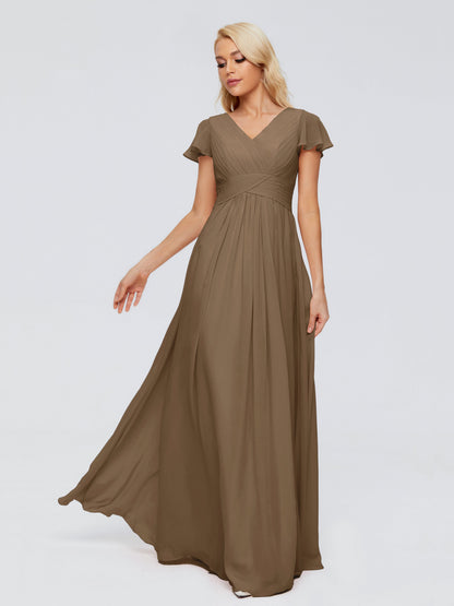 Charlie A-line V Neck Chiffon Bridesmaid Dresses