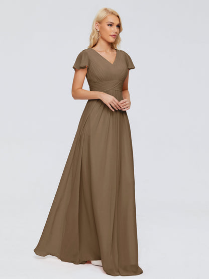Charlie A-line V Neck Chiffon Bridesmaid Dresses