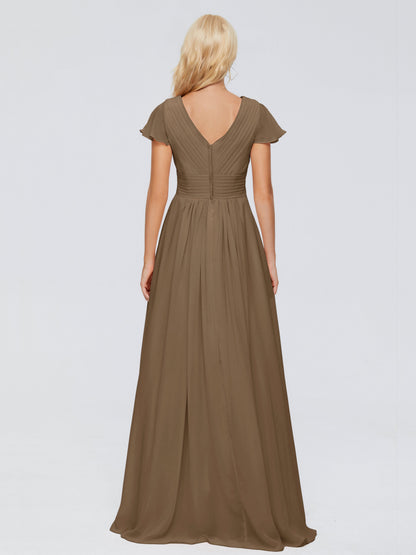 Charlie A-line V Neck Chiffon Bridesmaid Dresses