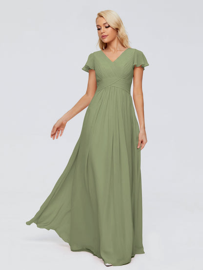 Charlie A-line V Neck Chiffon Bridesmaid Dresses
