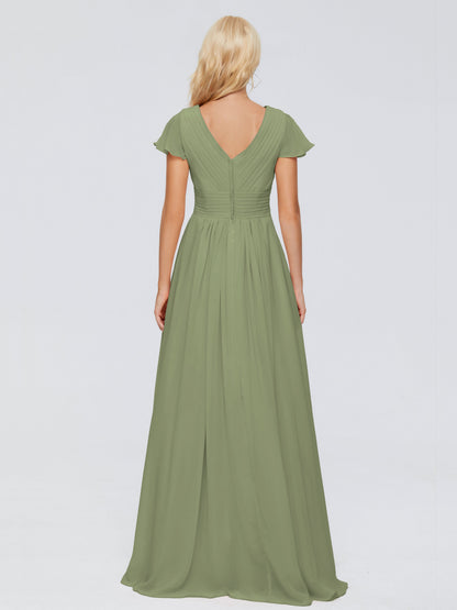 Charlie A-line V Neck Chiffon Bridesmaid Dresses
