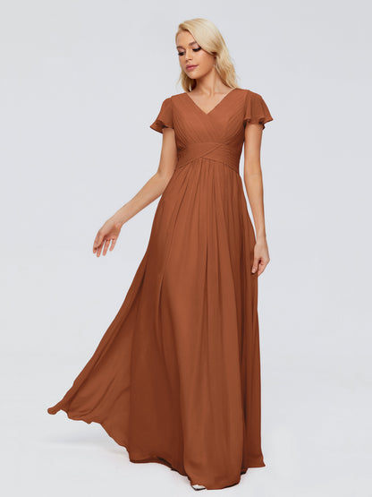 Charlie A-line V Neck Chiffon Bridesmaid Dresses