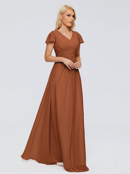 Charlie A-line V Neck Chiffon Bridesmaid Dresses