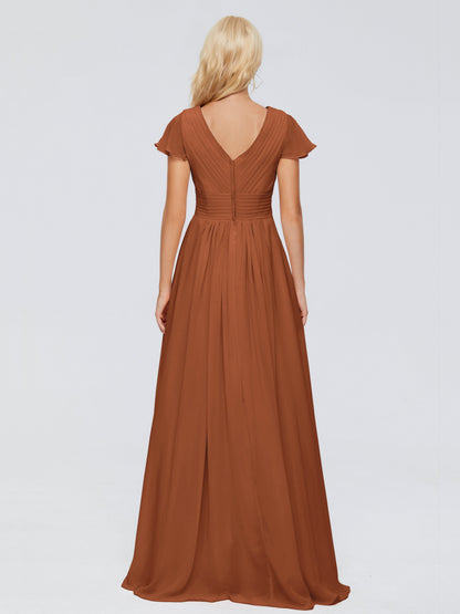 Charlie A-line V Neck Chiffon Bridesmaid Dresses