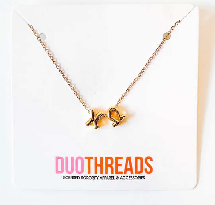 Chi Omega Bubble Gold Necklace