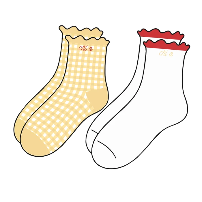 Chi Omega Ruffle Sock Set