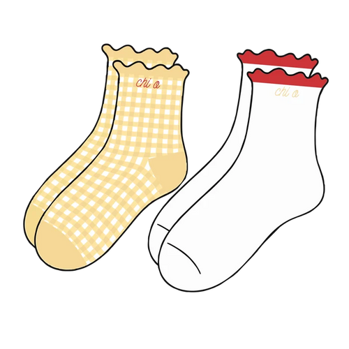 Chi Omega Ruffle Sock Set