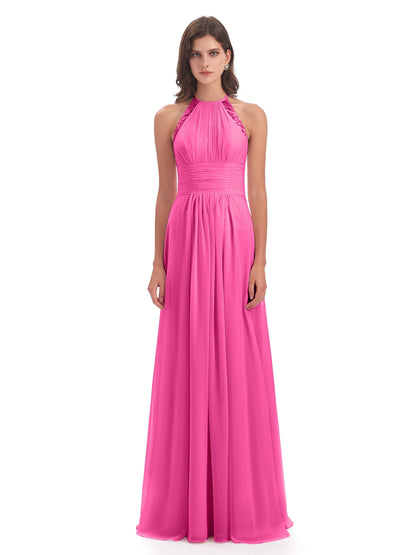 Adilynn Sheath Halter Lace Bridesmaid Dresses