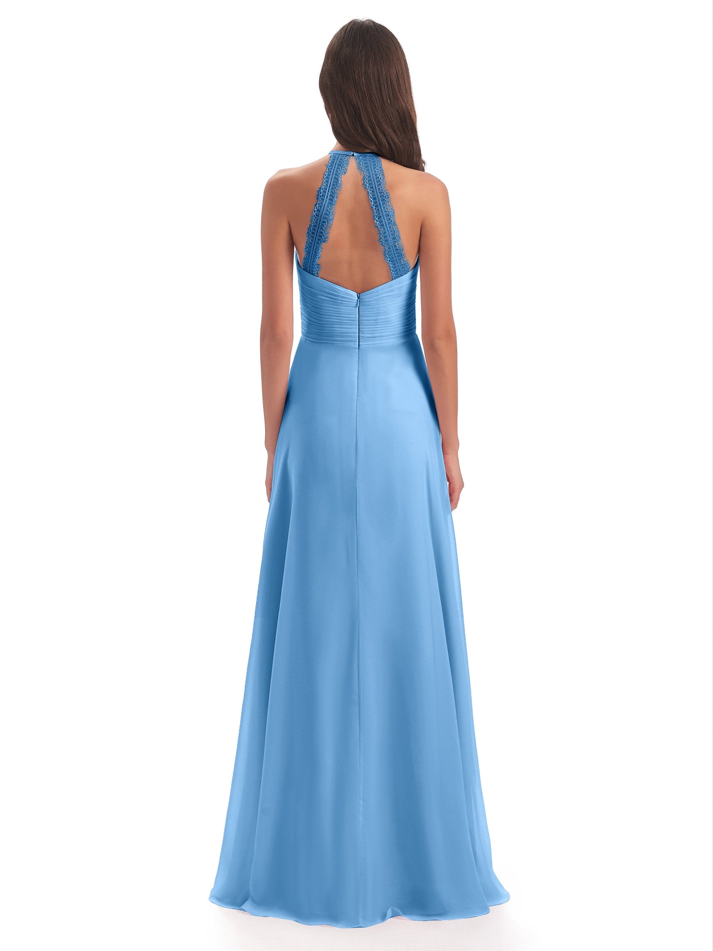 Adilynn Sheath Halter Lace Bridesmaid Dresses