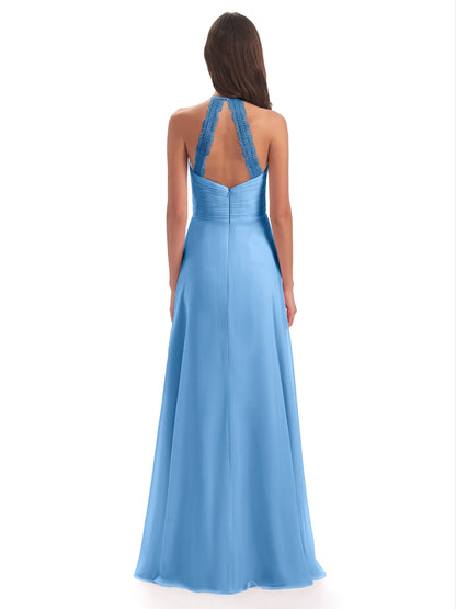 Adilynn Sheath Halter Lace Bridesmaid Dresses