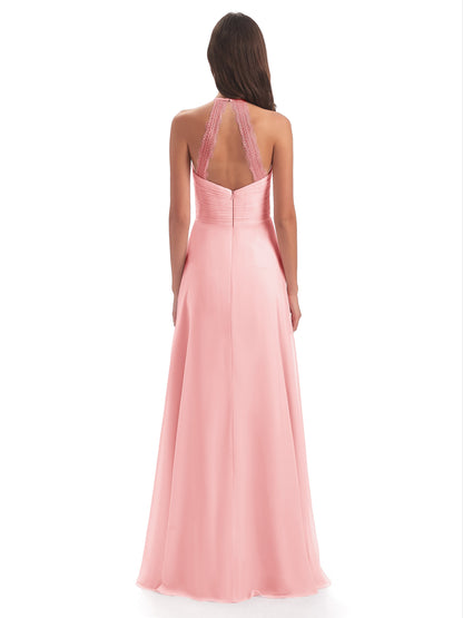 Adilynn Sheath Halter Lace Bridesmaid Dresses