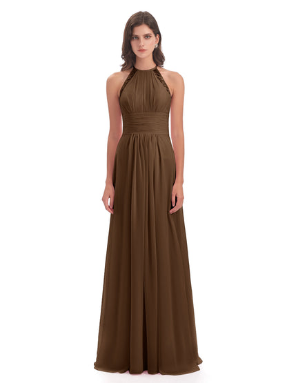 Adilynn Sheath Halter Lace Bridesmaid Dresses