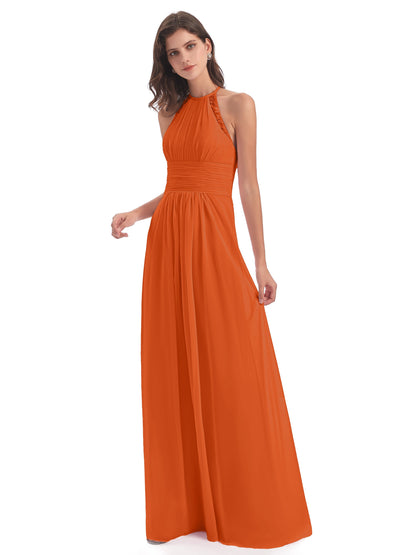 Adilynn Sheath Halter Lace Bridesmaid Dresses