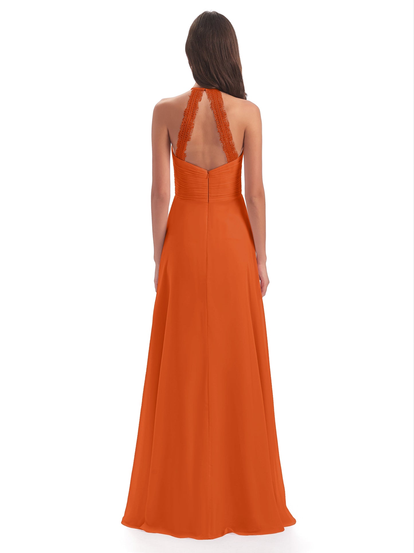 Adilynn Sheath Halter Lace Bridesmaid Dresses