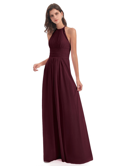 Adilynn Sheath Halter Lace Bridesmaid Dresses