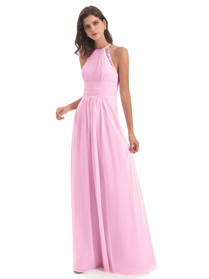 Adilynn Sheath Halter Lace Bridesmaid Dresses