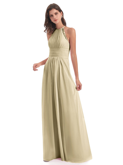 Adilynn Sheath Halter Lace Bridesmaid Dresses