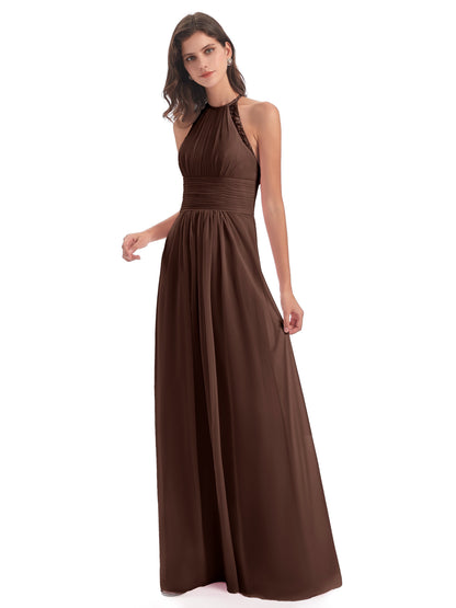 Adilynn Sheath Halter Lace Bridesmaid Dresses