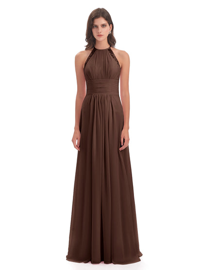 Adilynn Sheath Halter Lace Bridesmaid Dresses