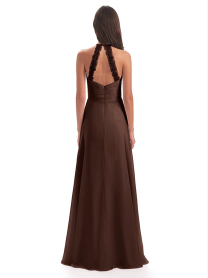 Adilynn Sheath Halter Lace Bridesmaid Dresses
