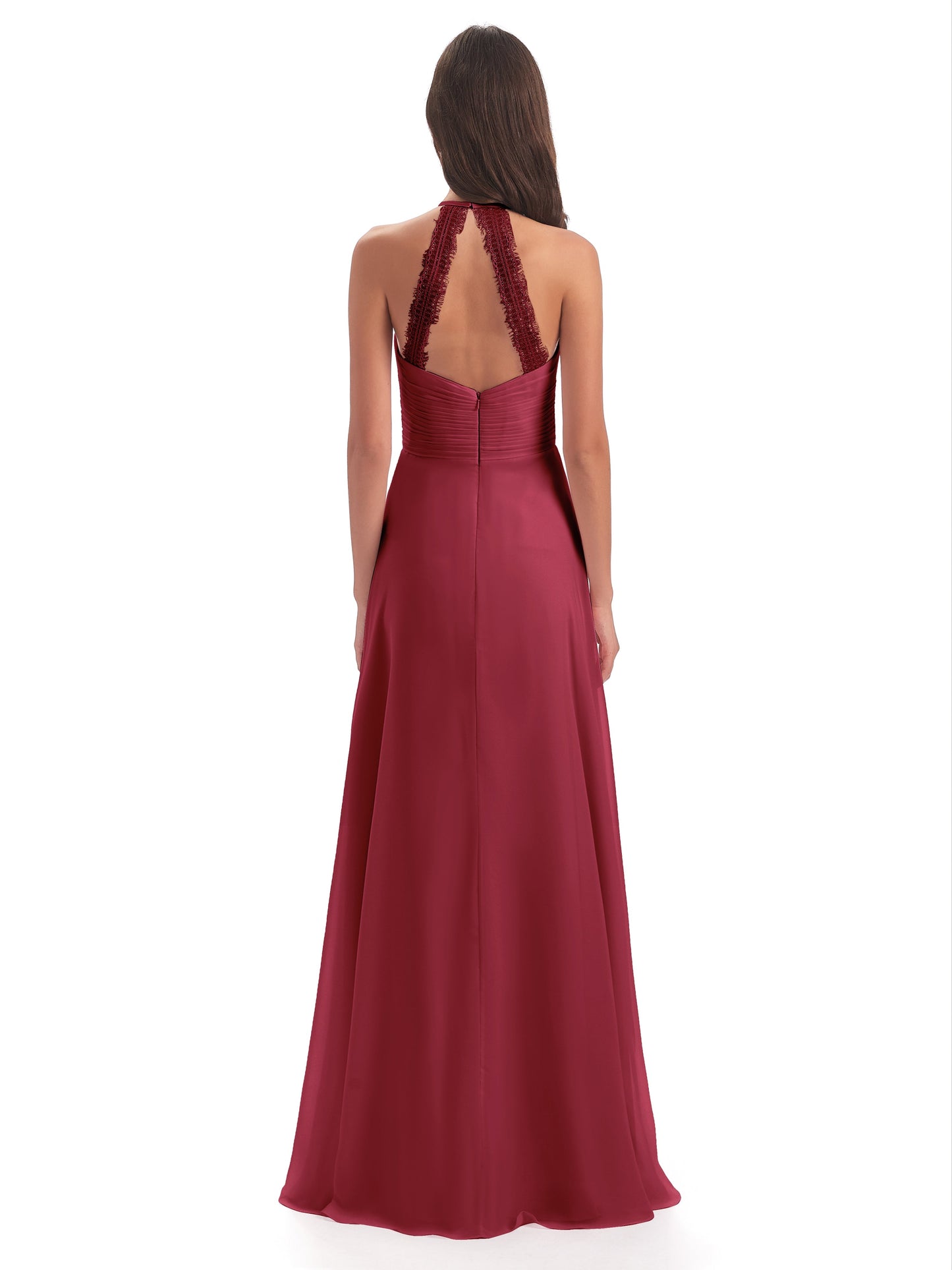 Adilynn Sheath Halter Lace Bridesmaid Dresses