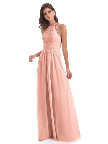 Adilynn Sheath Halter Lace Bridesmaid Dresses