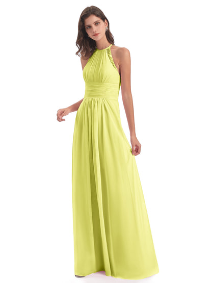 Adilynn Sheath Halter Lace Bridesmaid Dresses