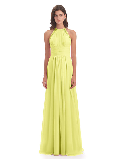 Adilynn Sheath Halter Lace Bridesmaid Dresses