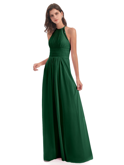 Adilynn Sheath Halter Lace Bridesmaid Dresses