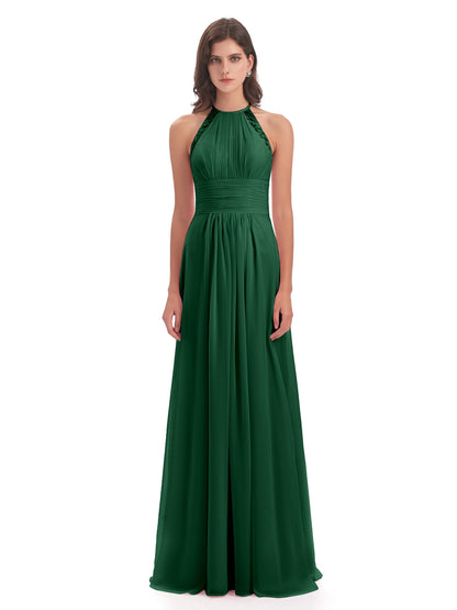 Adilynn Sheath Halter Lace Bridesmaid Dresses