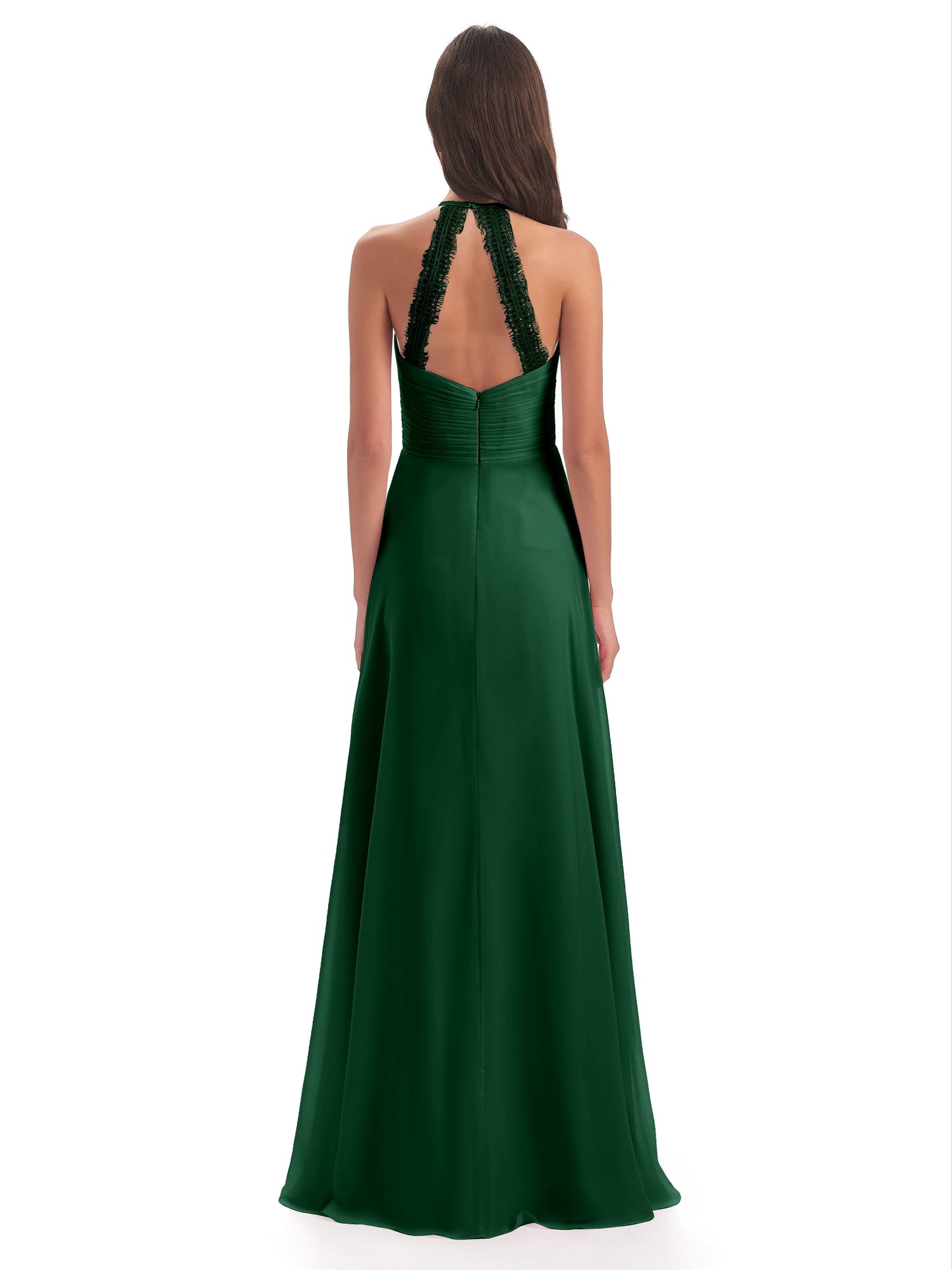 Adilynn Sheath Halter Lace Bridesmaid Dresses