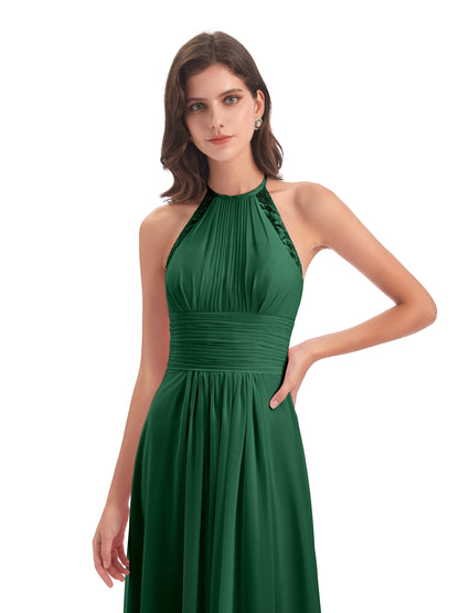 Adilynn Sheath Halter Lace Bridesmaid Dresses