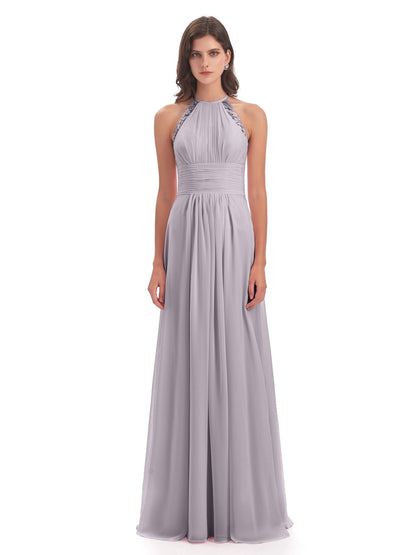Adilynn Sheath Halter Lace Bridesmaid Dresses