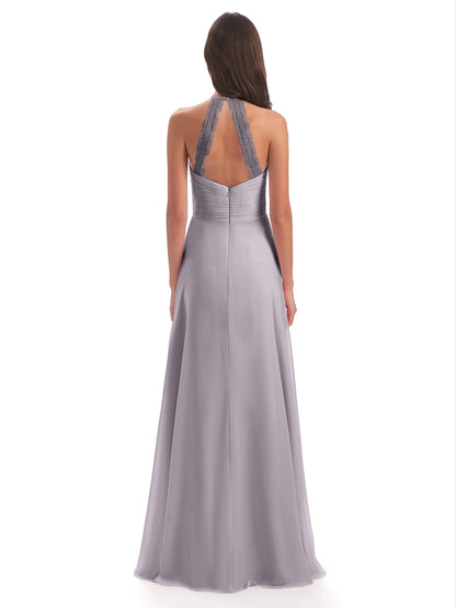 Adilynn Sheath Halter Lace Bridesmaid Dresses