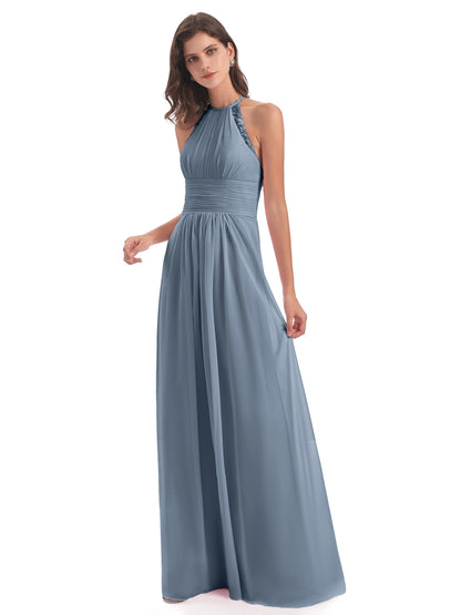 Adilynn Sheath Halter Lace Bridesmaid Dresses