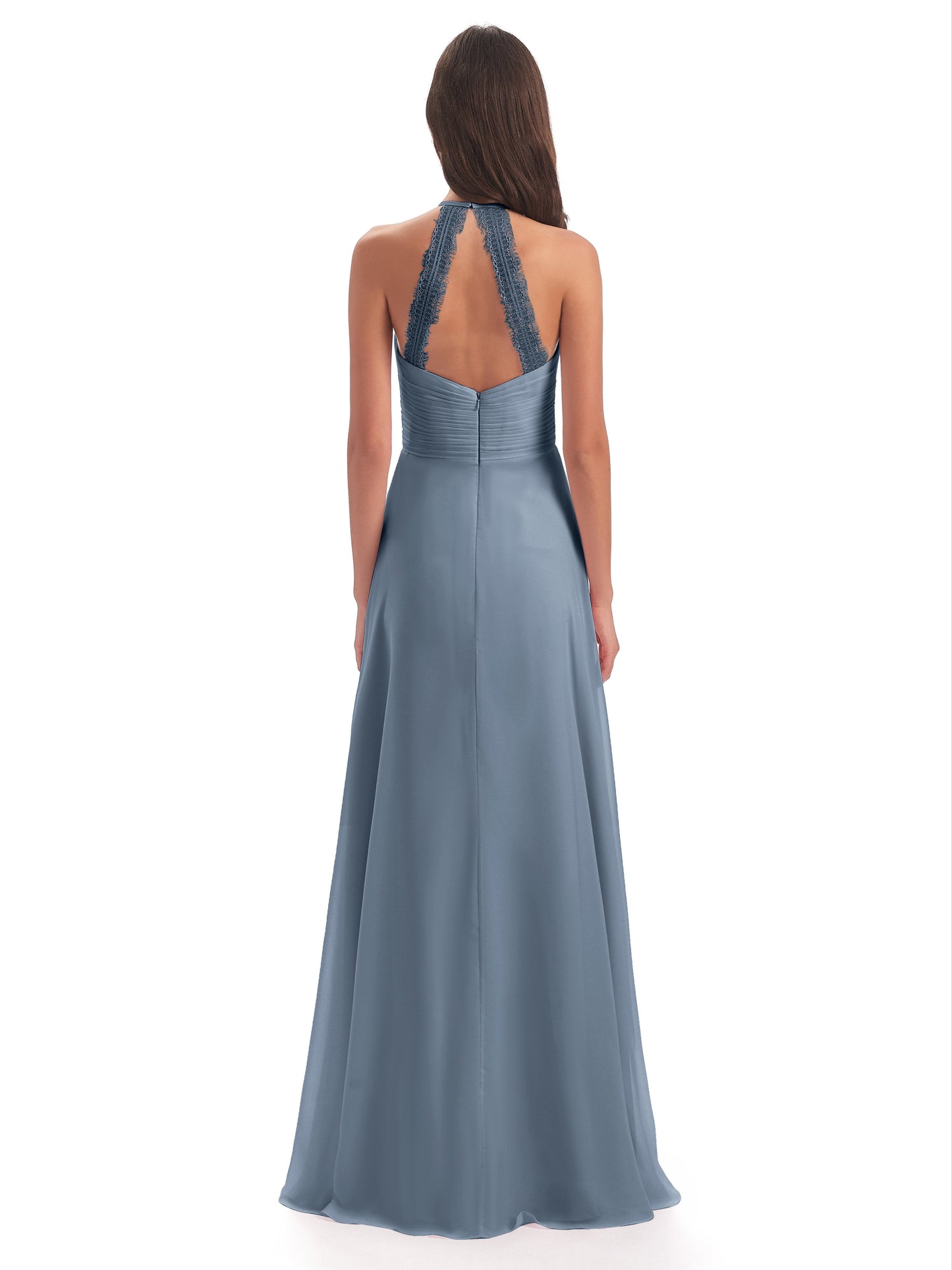 Adilynn Sheath Halter Lace Bridesmaid Dresses