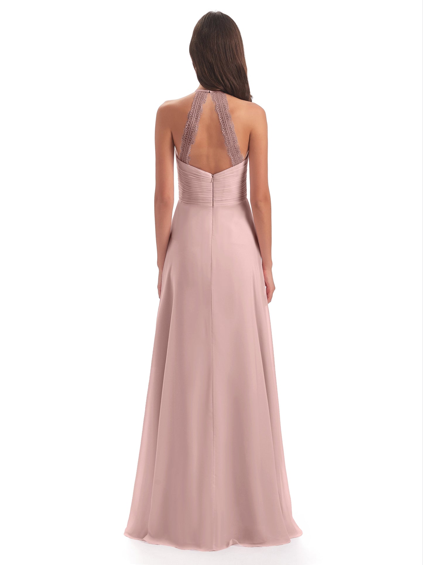 Adilynn Sheath Halter Lace Bridesmaid Dresses