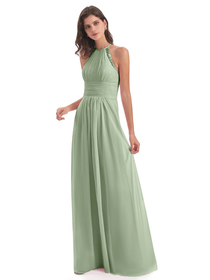 Adilynn Sheath Halter Lace Bridesmaid Dresses
