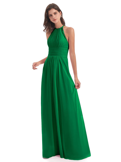 Adilynn Sheath Halter Lace Bridesmaid Dresses