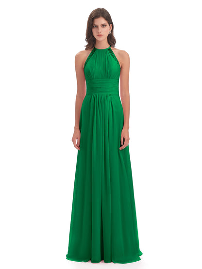 Adilynn Sheath Halter Lace Bridesmaid Dresses