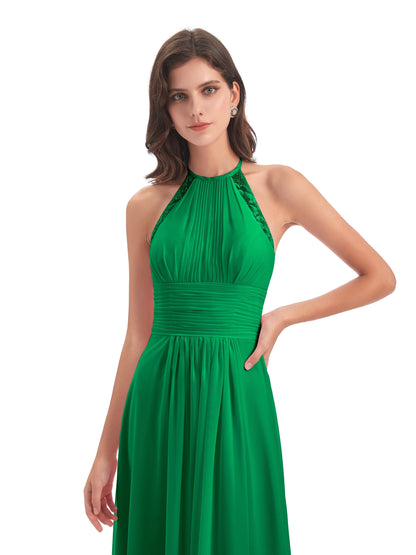 Adilynn Sheath Halter Lace Bridesmaid Dresses