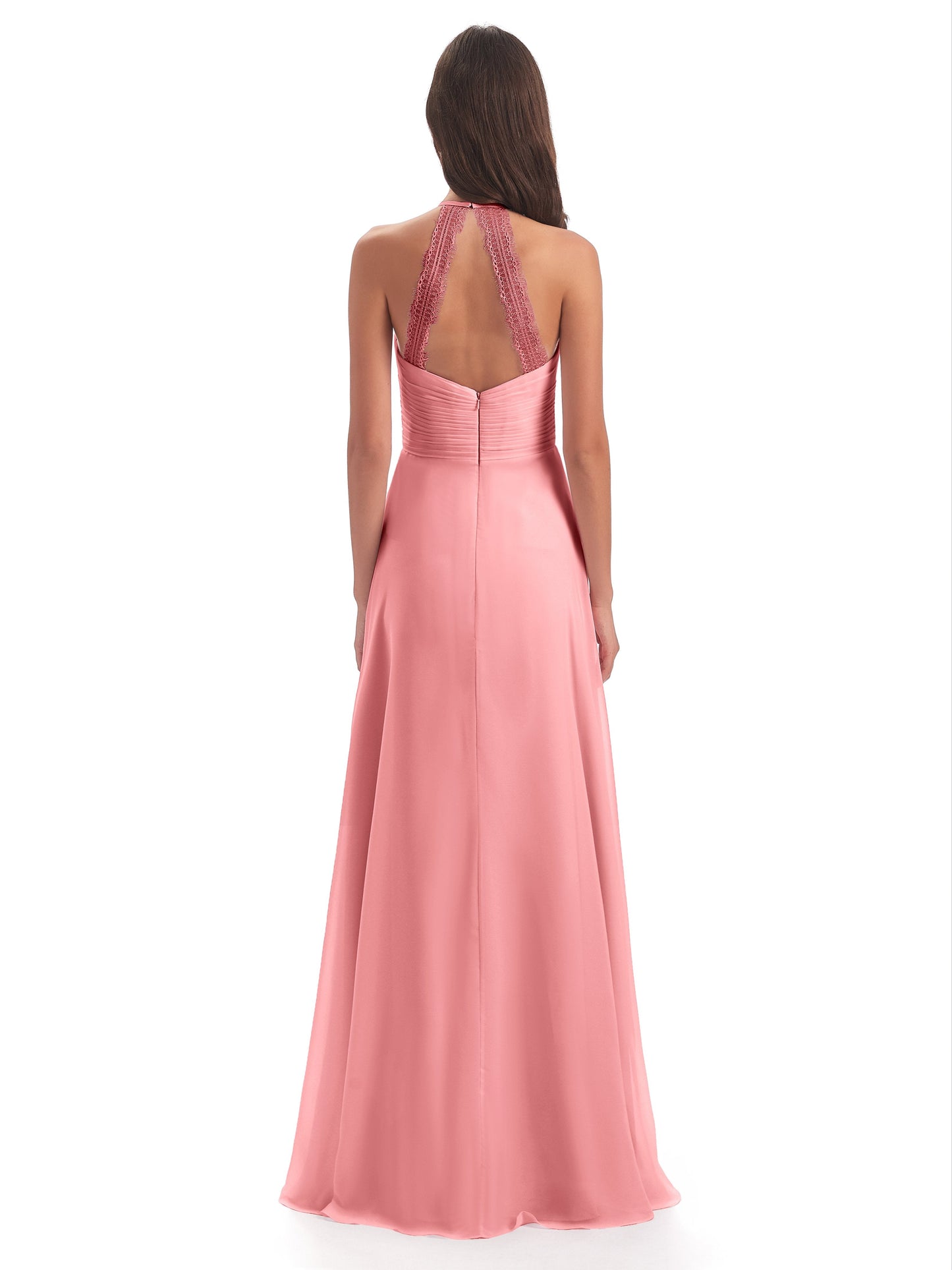 Adilynn Sheath Halter Lace Bridesmaid Dresses