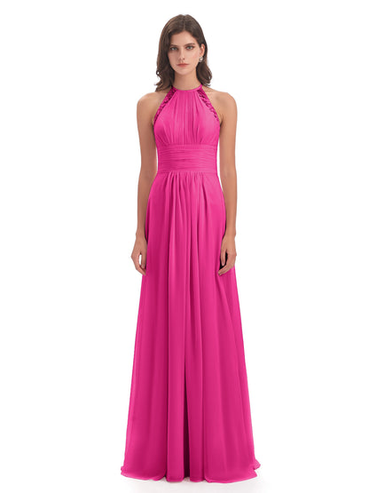 Adilynn Sheath Halter Lace Bridesmaid Dresses