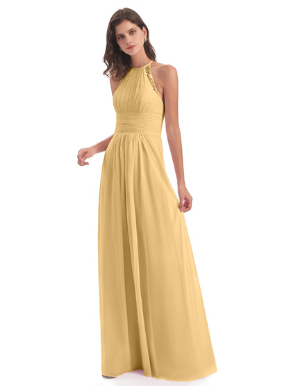 Adilynn Sheath Halter Lace Bridesmaid Dresses