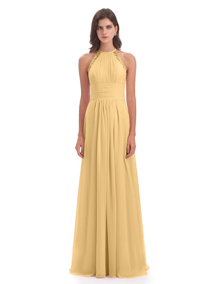 Adilynn Sheath Halter Lace Bridesmaid Dresses