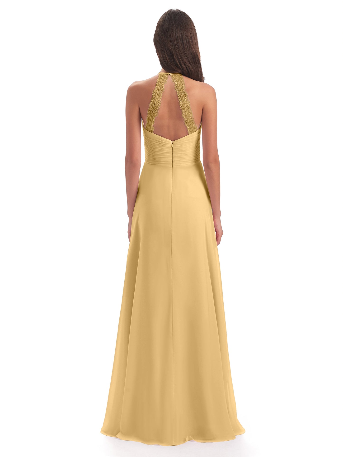 Adilynn Sheath Halter Lace Bridesmaid Dresses